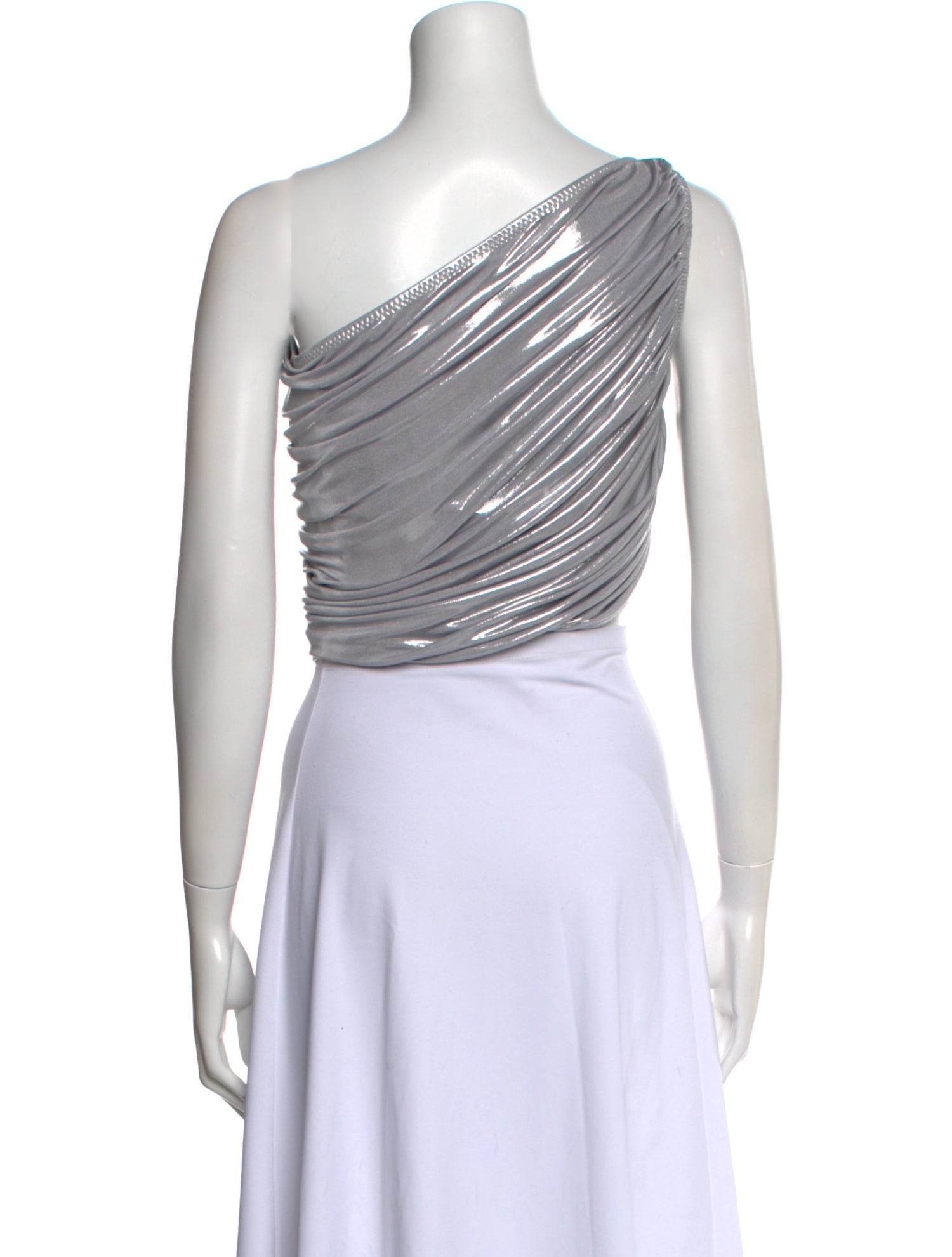 Norma Kamali One-Shoulder Sleeveless Crop Top